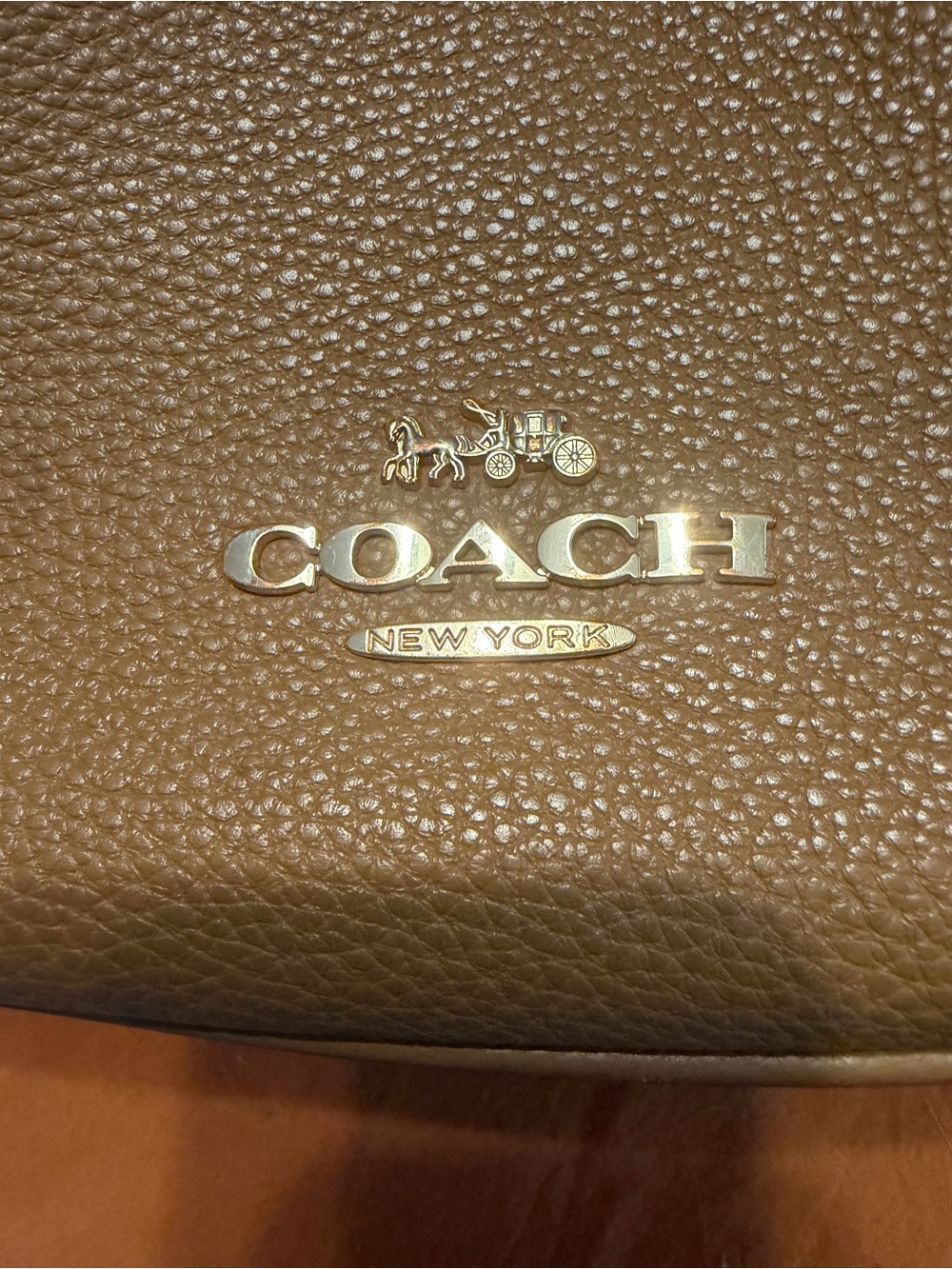 Coach Pebbled Leather Shoulder Bag in Brown with Gold Logo